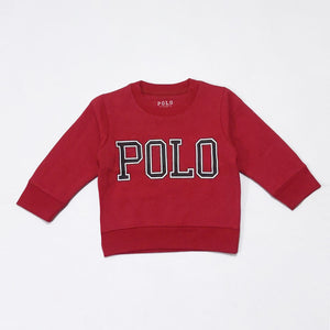 PL - Kids 'Red' Round Neck Polo Printed Sweatshirt PL927