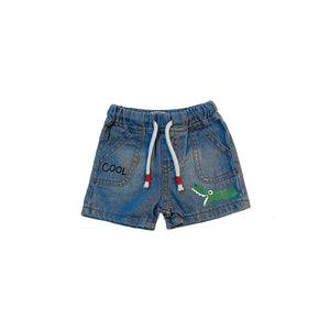 ZR- Kids 'Sky Blue' Dino Printed Denim Short ZR894