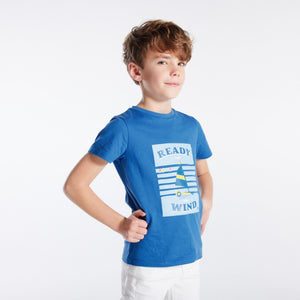 OK - Kids 'Blue' Ready For The Wind Printed Cotton T-Shirt OK160