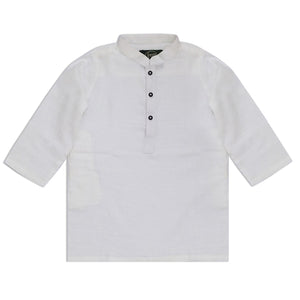 Kids 'White' Textured Cotton Kurta K2