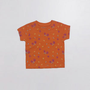 MI - Kids 'Orange' Flower Printed Short Sleeve T-Shirt  MI118