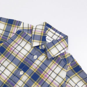 CR - Kids 'Blue' Toddler Plaid Poplin Short Sleeve Causal Shirt CR135
