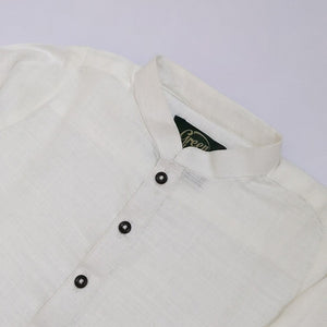 Kids 'White' Textured Cotton Kurta K2