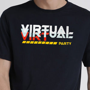 SP - Men 'Navy'  Streachable Round-Neck Printed T-Shirt SP890