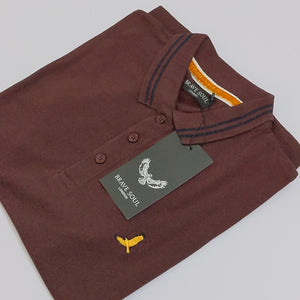 BS - Men 'Burgundy' With Collar Stripe Slim Fit Polo BS79