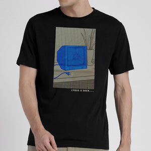 SP - Men 'Black'  Streachable Round-Neck Printed T-Shirt SP885