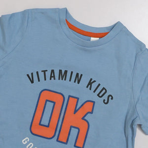 OK - Kids 'Sky Blue' Printed Cotton T-Shirt OK166