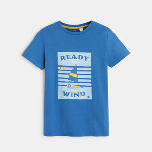 OK - Kids 'Blue' Ready For The Wind Printed Cotton T-Shirt OK160