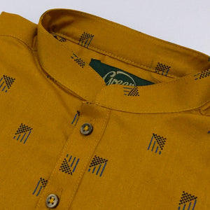 Kids 'Mustard' Printed Cotton Kurta K4