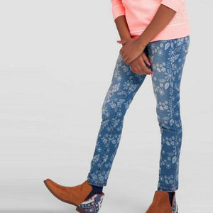 Cat & Jack - Girls Medium Wash Floral Jeggings CK129 (2657953906773)