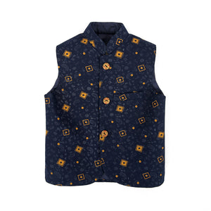 WC - Kids 'Navy' Printed Waist Coat WC3