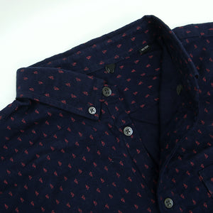 JJ - Men 'Navy' Dotted Regular Fit Printed Shirt JJ896