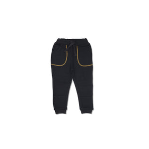 HB - Kids 'Black' Elasticated Drasting With Pockets Terry Jogger Trousers HB1199