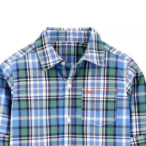 CASTER'S - Kids 'Green' Toddler Plaid Poplin Full Sleeves Cotton Causal Shirt CR418
