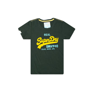 SUPER.DRY - Women 'Dark Green' Vintage Logo Mock Applique T-Shirt SD11113