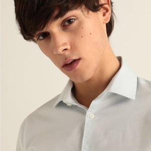 E.A.S.Y W.E.A.R - Mens 'Aqva' Micro Striped Iron Skinny Fit Causal Shirt EW111