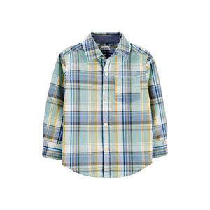 CASTER'S - Kids 'Green' Toddler Plaid Poplin Full Sleeves Cotton Causal Shirt CR416