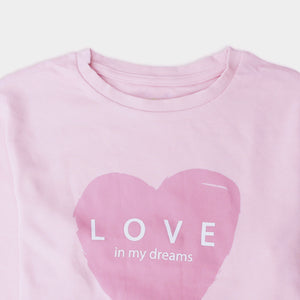 LV - Kids 'Pink' Love Heart Printed Terry Sweatshirt LV497