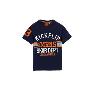 OR - Kids 'Navy' Round Neck Test Print Cotton T-Shirt OR242