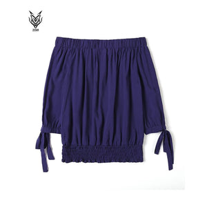 Z.E.E.B.R.A - Women 'Dark Navy' OffShoulder Short Sleeves Top Blouse ZR1072