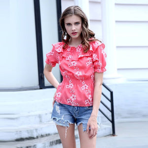 Z.E.E.B.R.A - Women 'Pink' OffShoulder Short Sleeves Top Blouse ZR1075