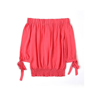 Z.E.E.B.R.A - Women 'Pink Rose' OffShoulder Short Sleeves Top Blouse ZR1069