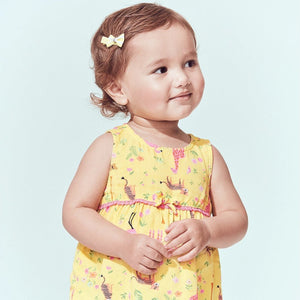 CR - Kids 'Yellow' Jungle Animals Print Loose Flare Frock CR245