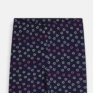 ZEEM - Kids 'Navy' Hearts Printed Cotton Legging ZM317