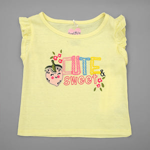 FS - Kids 'Yellow' Strawberry Graphic Premium Quality Soft Cotton 2PC Suit FS414