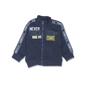 MC - Kids 'Dark Blue' With Side Stripe Slogan Terry Zipper MC574