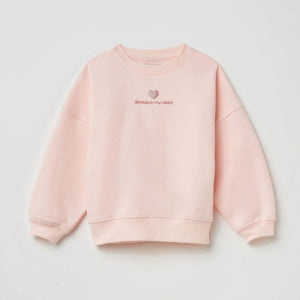 SF - Kids 'Pink' Premium Quality Always In My Heart Slogan Printed Fleece Sweatshirt SF708
