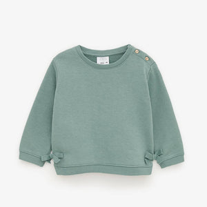 ZR - Kids 'Light Green' Bow With Shoulder Button Terry Sweatshirt ZR172