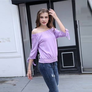 Z.E.E.B.R.A - Women 'Light Blue' OffShoulder Short Sleeves Top Blouse ZR1071