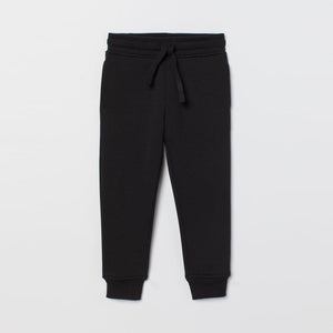 HnM - Kids 'Black' Elasticated Drawstring With Pockets Fleece Jogger Trousers HM1153