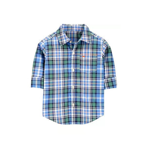 CASTER'S - Kids 'Green' Toddler Plaid Poplin Full Sleeves Cotton Causal Shirt CR418